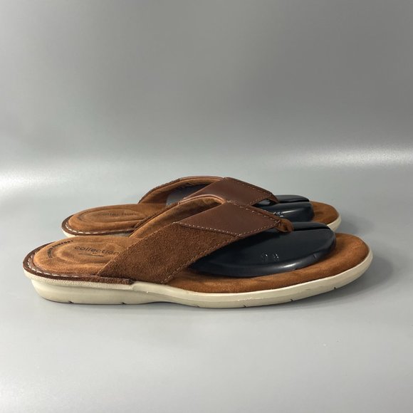 Clarks Men\'s Ellison Brown Leather/Suede Easy Flip-Flop, Size US 11 M main image 10